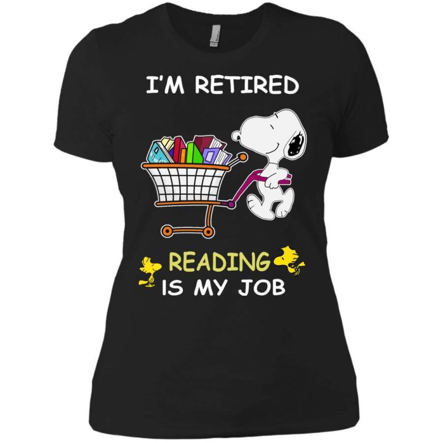 AGR Snoopy I’m Retired Reading Is My Job Shirt Ladies’ Boyfriend