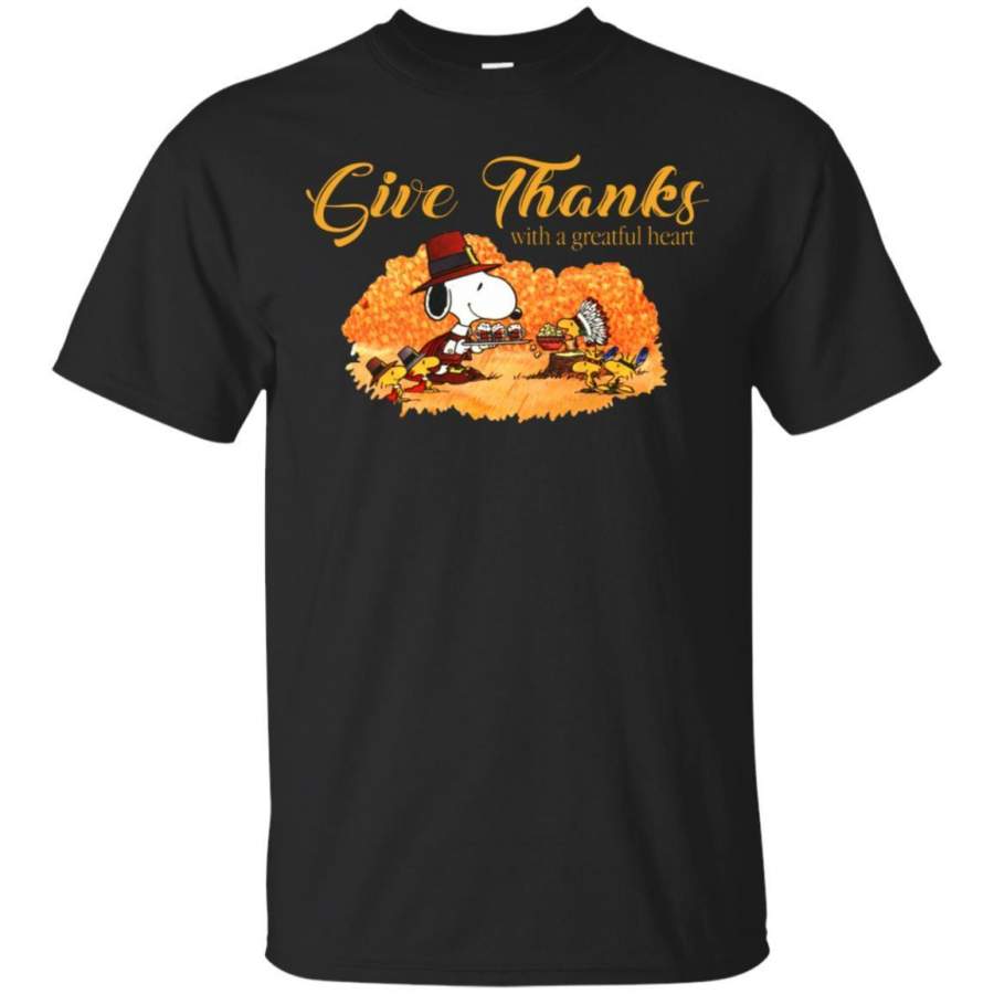 AGR Snoopy And Woodstock Give Thanks With A Grateful Heart Shirt