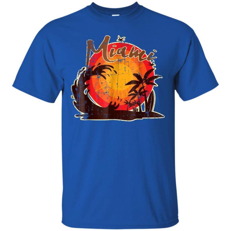 AGR Miami Florida Sunset Beach Vintage Retro Vacation T Shirt Jaq T-shirt