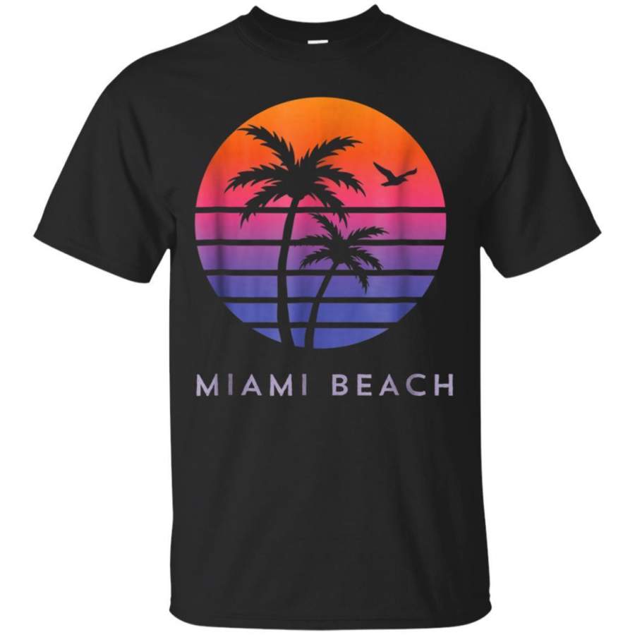 AGR Miami Beach Tshirt With Florida Palm Trees And Sunset Jaq T-shirt