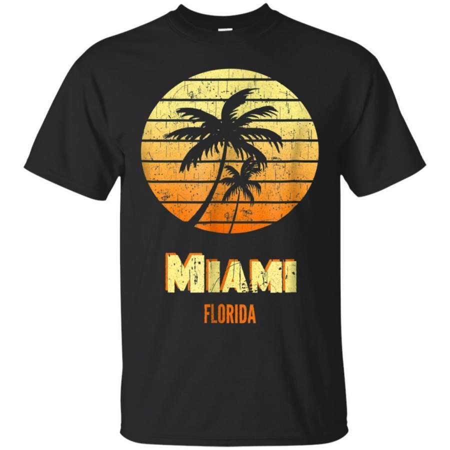 AGR Miami Souvenir Miami Retro Palm Trees Sunset Florida T Shirt Jaq T-shirt