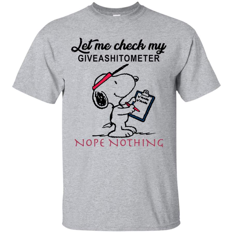 AGR Snoopy Let Me Check My Giveashitometer Nope Nothing Shirt