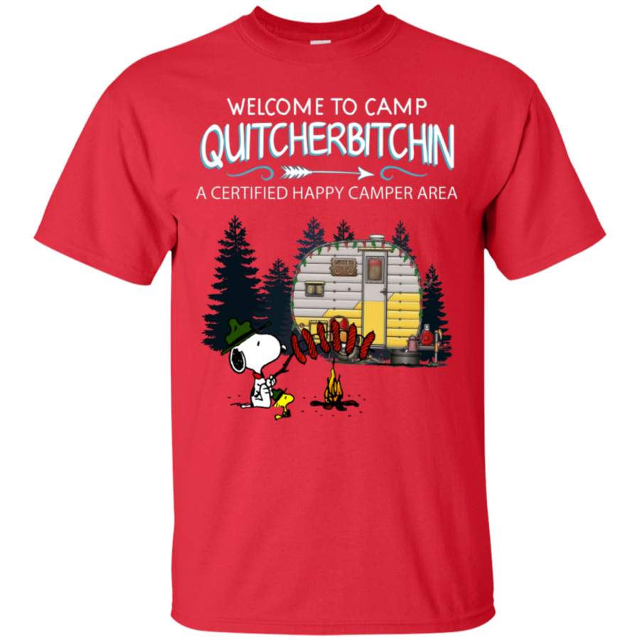 AGR Snoopy Welcome to camp quitcherbitchin a certified happy camper shirt