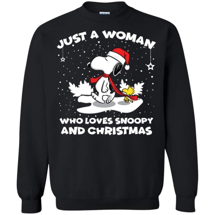 AGR Just A Woman Who Loves Snoopy and Christmas Shirt