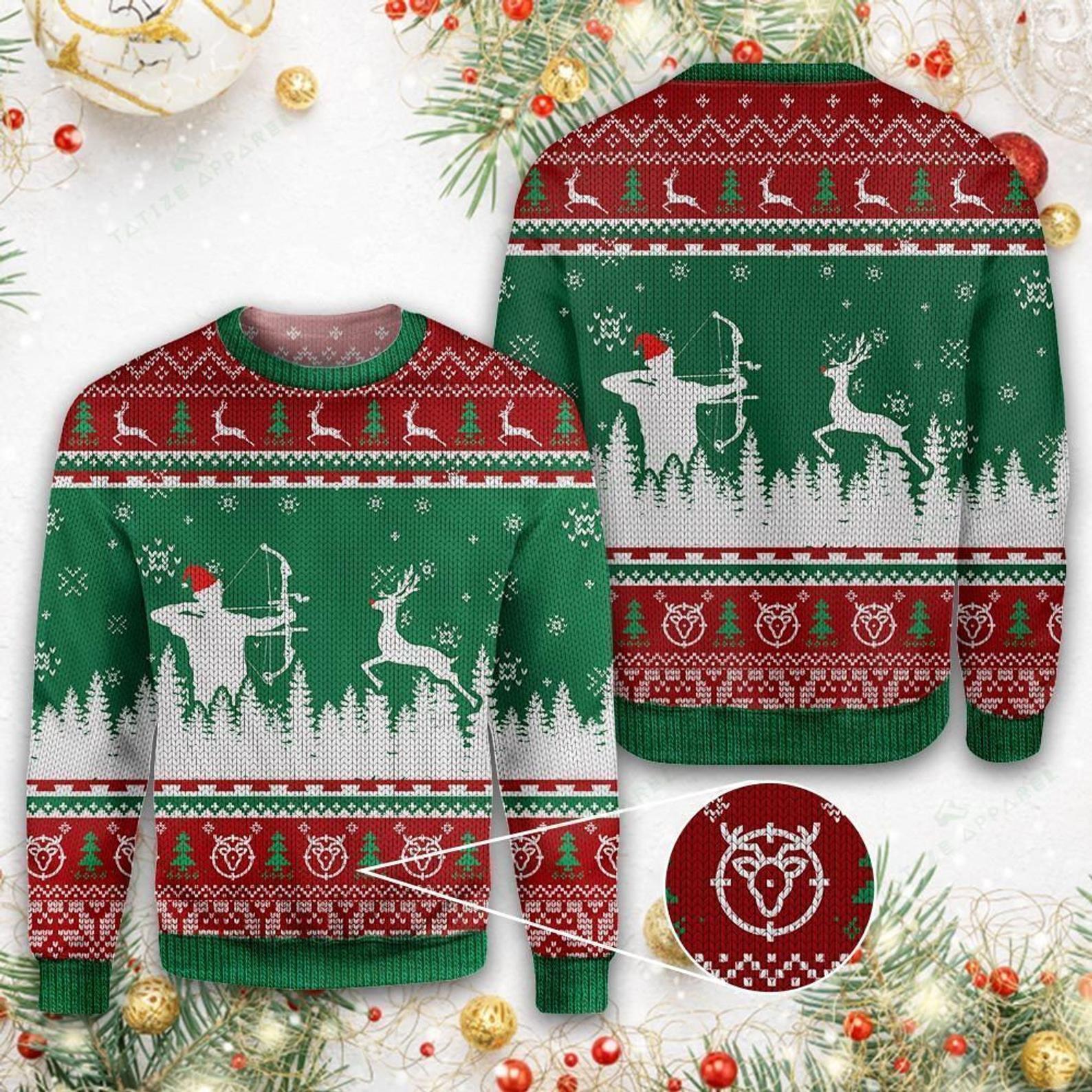 Happy Christmas Deer Hunting Ugly Christmas Sweater | Unisex | Adult | Us1879