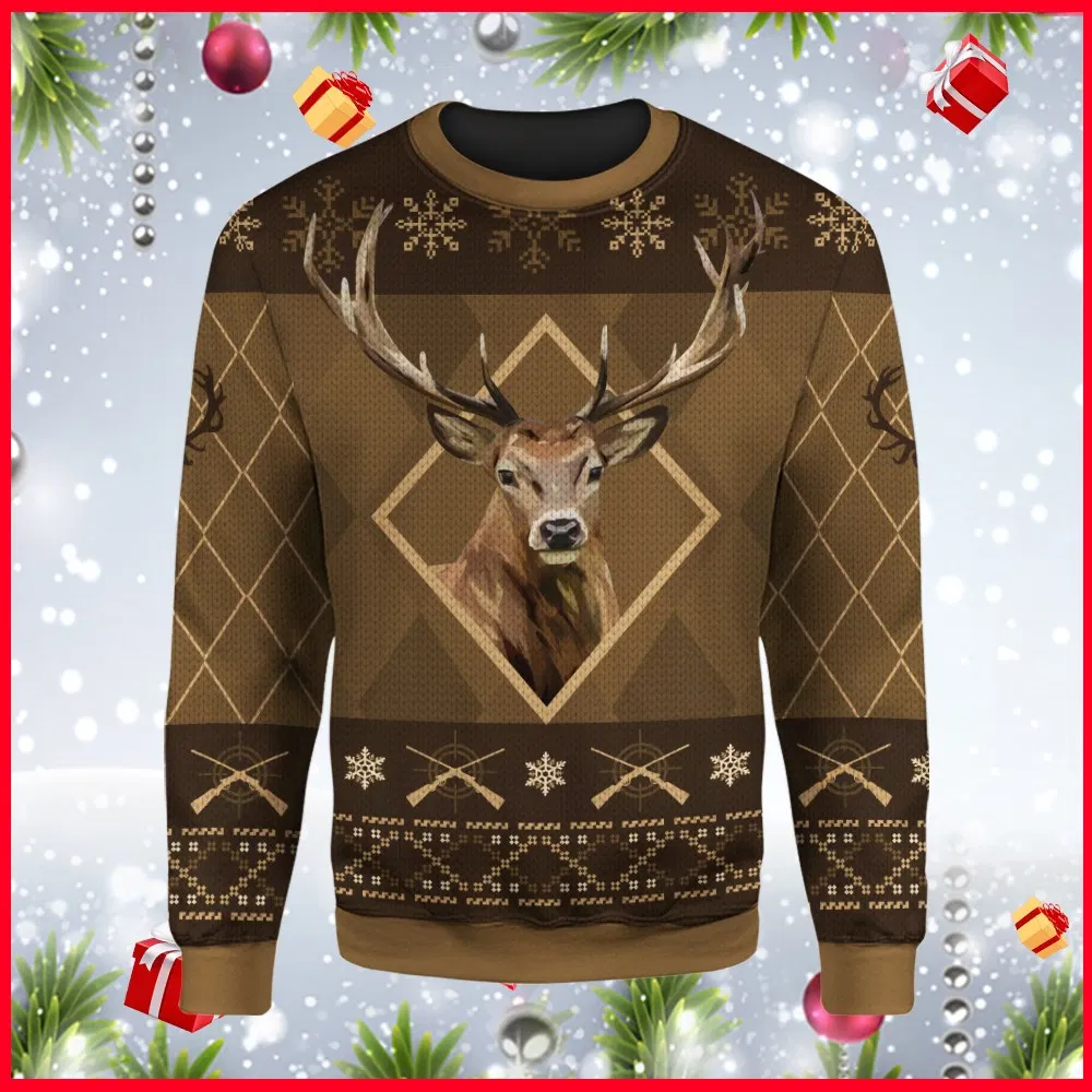 Hunting Deer Ugly Christmas Sweater | Unisex | Adult | Us3297