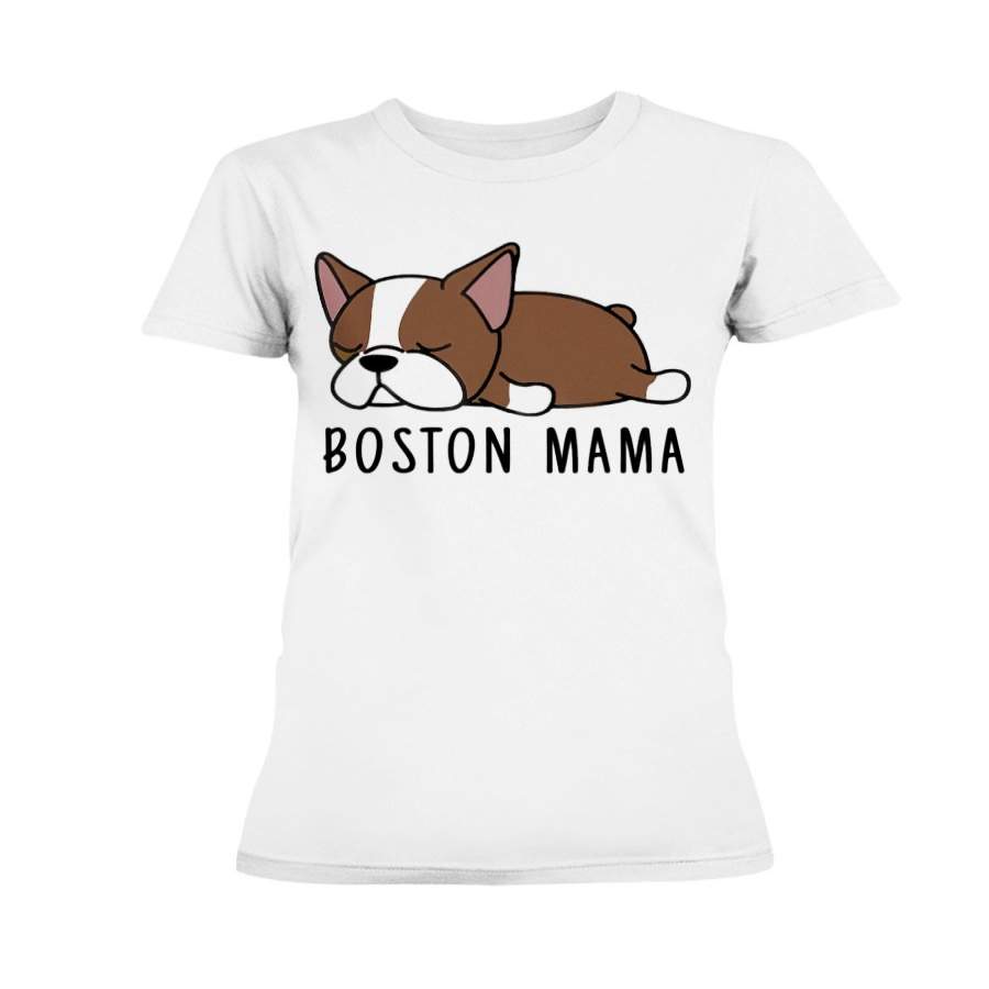 Brown Red Boston-Terrier Mama Funny Bostie Mom Gifts Women T-Shirt