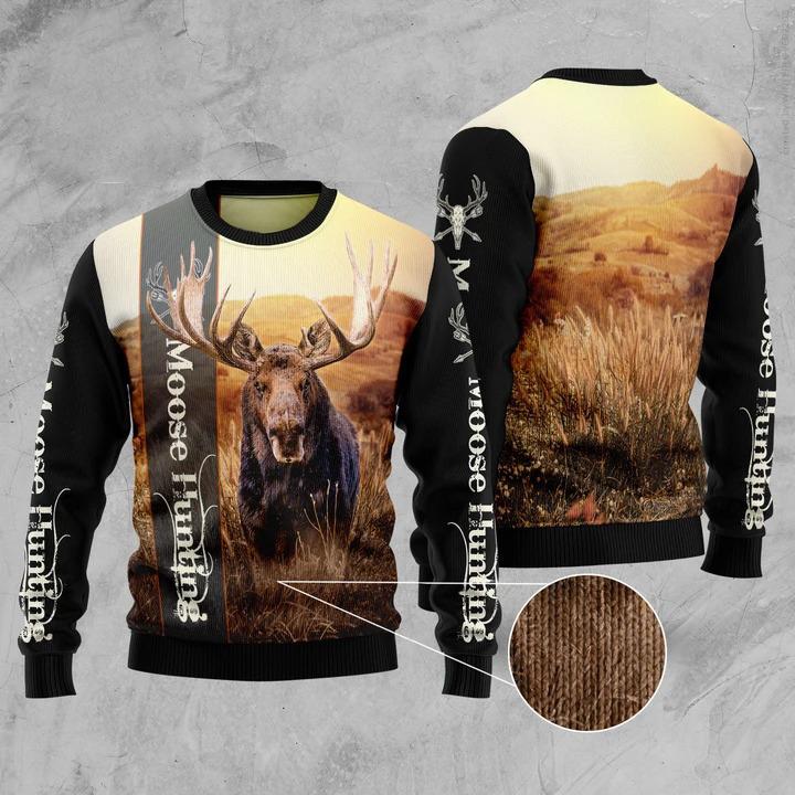 Moose Hunting Ugly Christmas Sweater | Unisex | Adult | Us3071