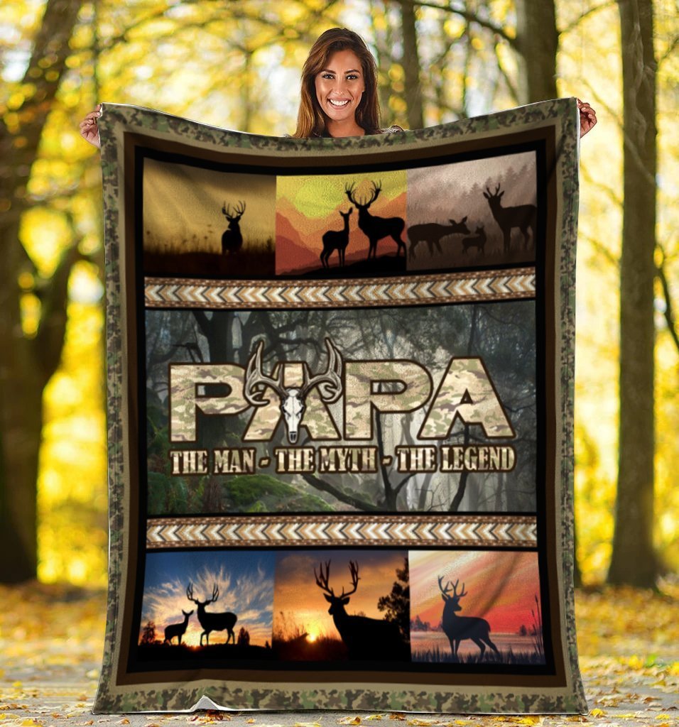 Papa The Man The Myth The Legend Deer Hunting Fleece Blanket | Bk3297