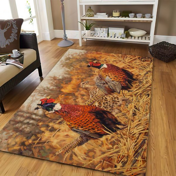 Pheasant Hunting Anti-Skid Plush Velour Area Rug | Ar1347