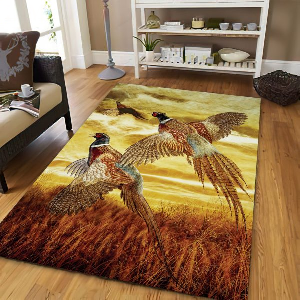 Pheasant Hunting Anti-Skid Plush Velour Area Rug | Ar1346