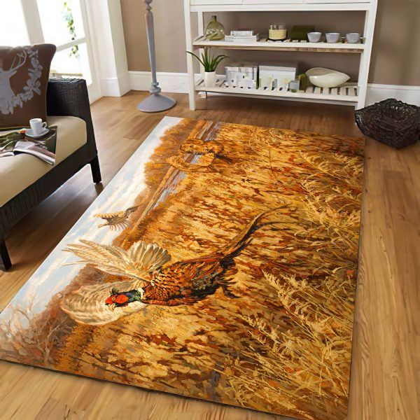 Pheasant Hunting Anti-Skid Plush Velour Area Rug | Ar1345