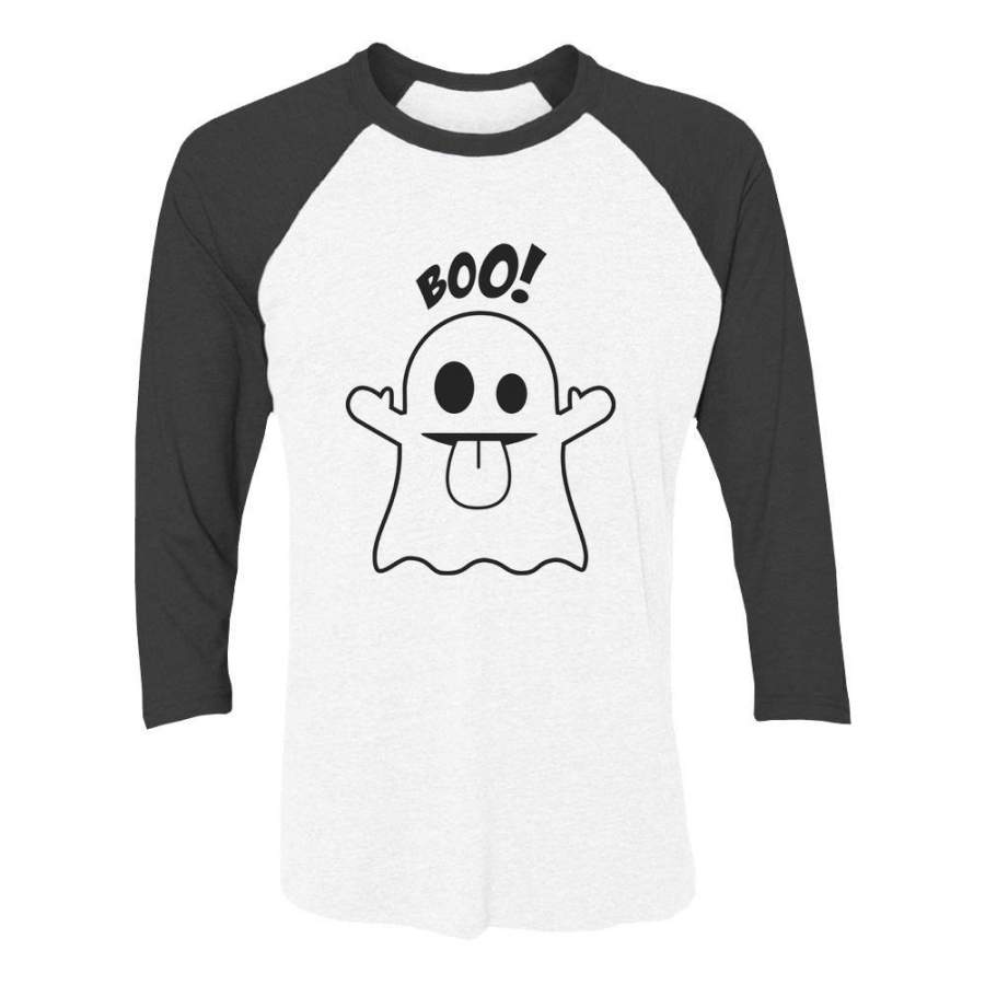 Boo Ghost Halloween Costume 3/4 Women Sleeve Baseball Jersey Shirt