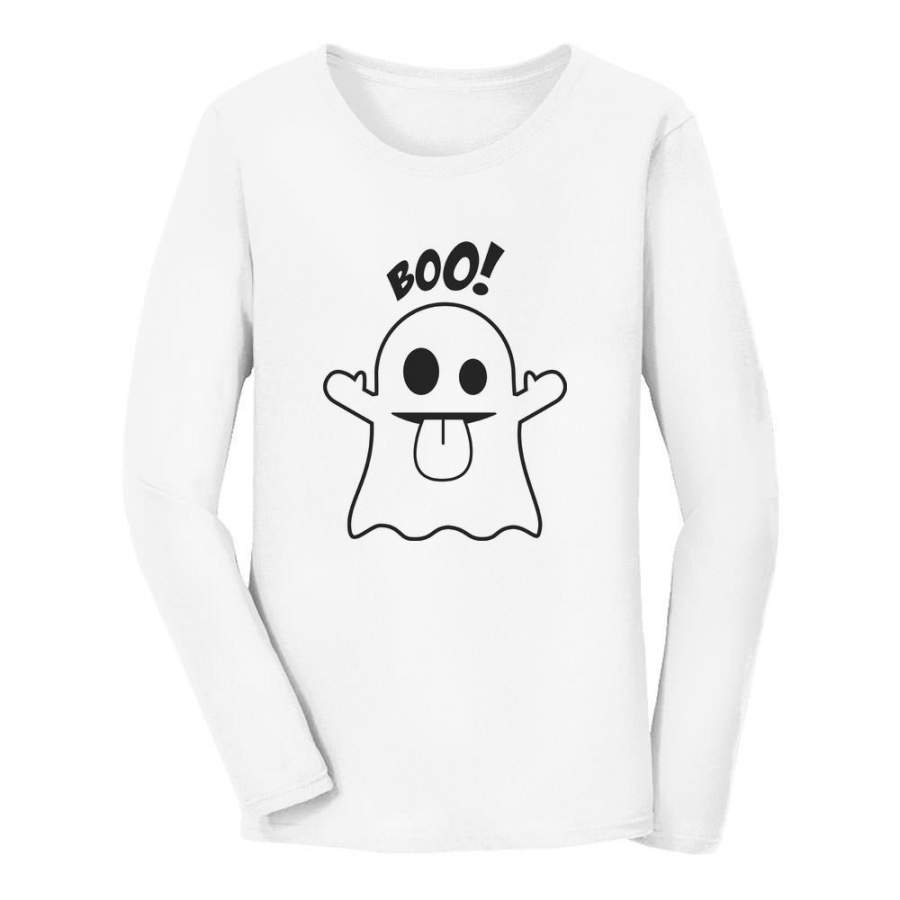 Boo Ghost Halloween Costume Women Long Sleeve T-Shirt