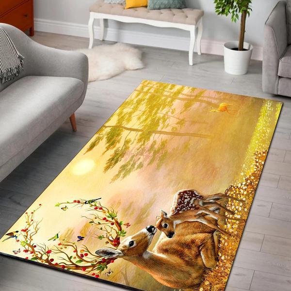 Deer Hunting Spring Carpet Anti-Skid Plush Velour Area Rug | Ar1074