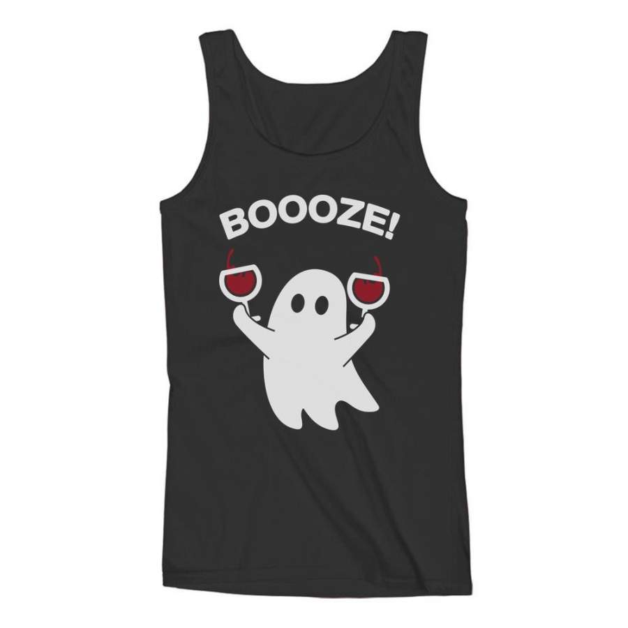 Booze Ghost Boo Halloween Party Wine Lovers Women Tank Top