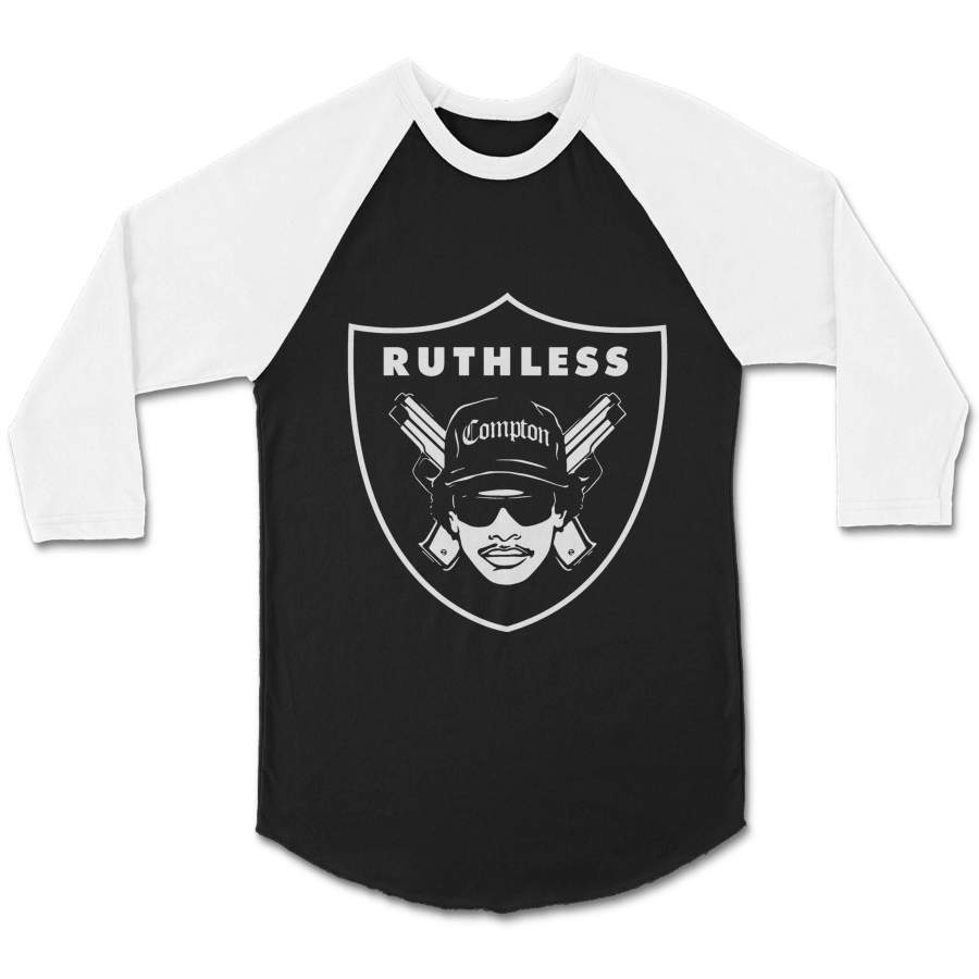 Eazy E Nwa Raiders Logo Ruthless Unisex 3/4 Sleeve Baseball Tee T-Shirt