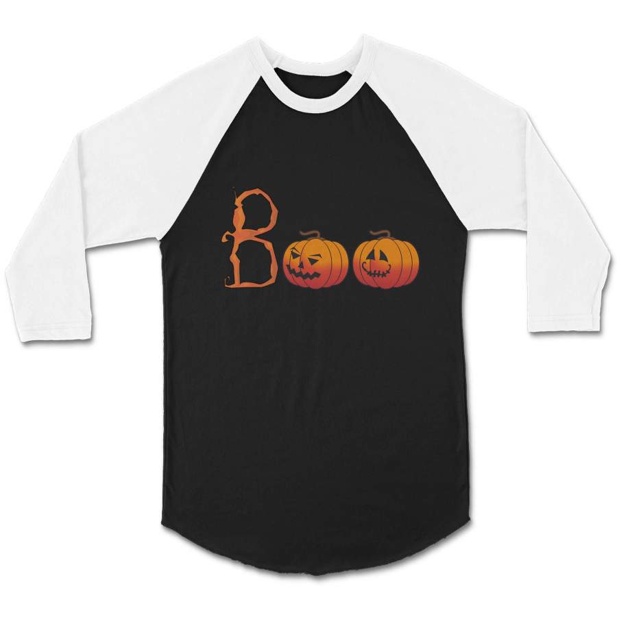 Boo Halloween Ghost Party Holiday CPY Unisex 3/4 Sleeve Baseball Tee T-Shirt