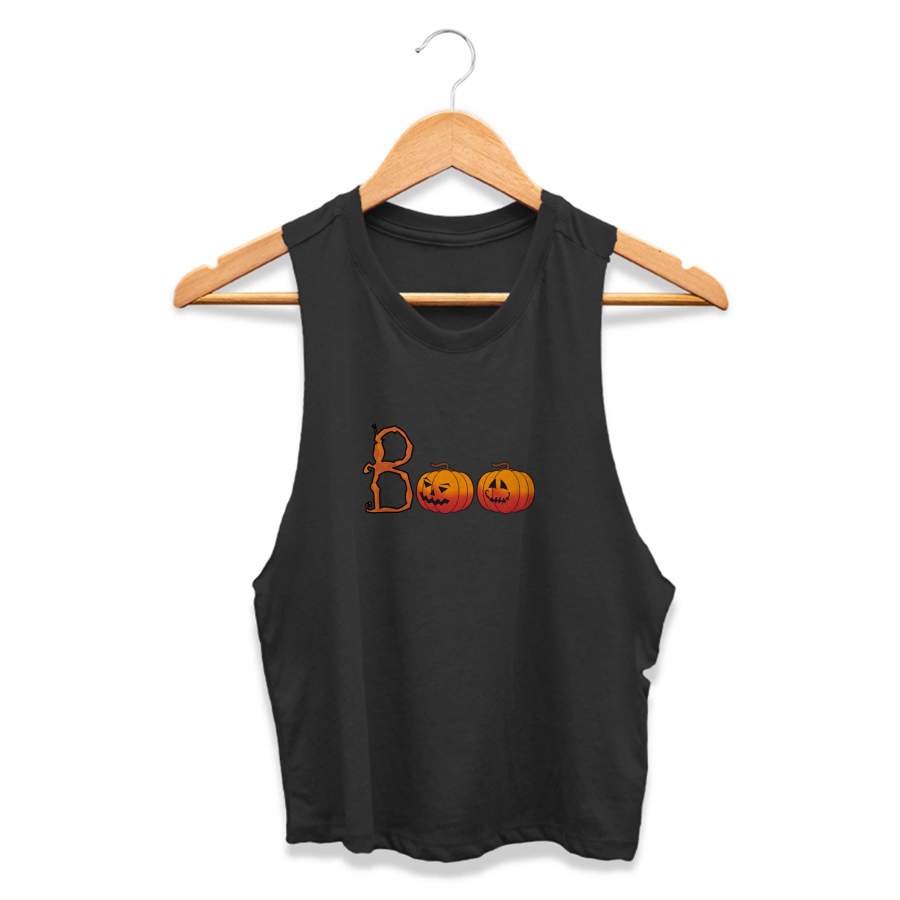 Boo Halloween Ghost Party Holiday CPY Womans Crop Tanktop Tee