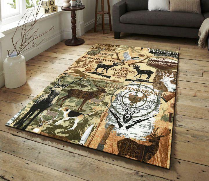 Deer Hunting Anti-Skid Plush Velour Area Rug | Ar1843