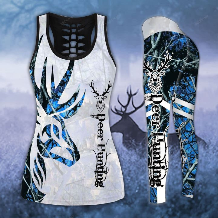 Blue Country Girl Hunting Legging And Hollow Out Tank Top Set Outfit For Women | Adult | Lgs1094