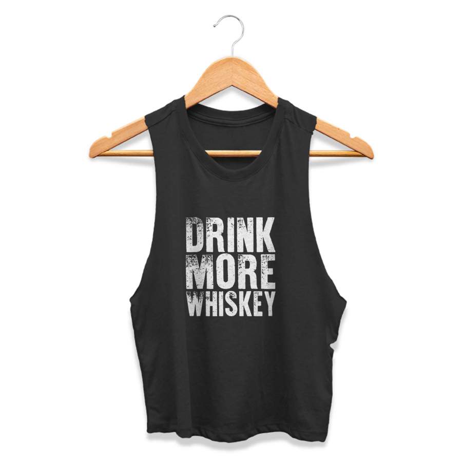 Drink More Whiskey Bell’s Dewar’s Black Velvet Jameson Crown Royal Jim Beam Canadian Club Ballantine’s Makers Mark CPY Womans Crop Tanktop Tee