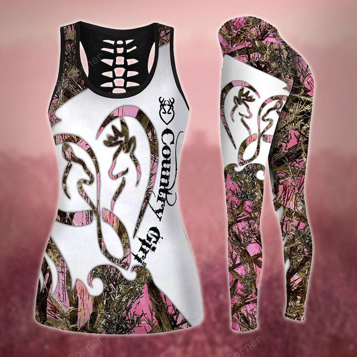 Country Girl Hunting Legging And Hollow Out Tank Top Set Outfit For Women | Adult | Lgs1086