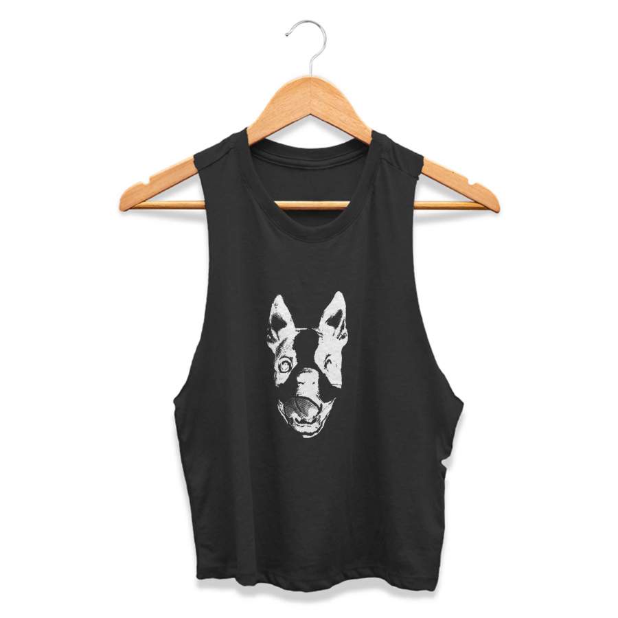 Boston Terrier Puppy Graphic Dog Clevotine CPY Womans Crop Tanktop Tee