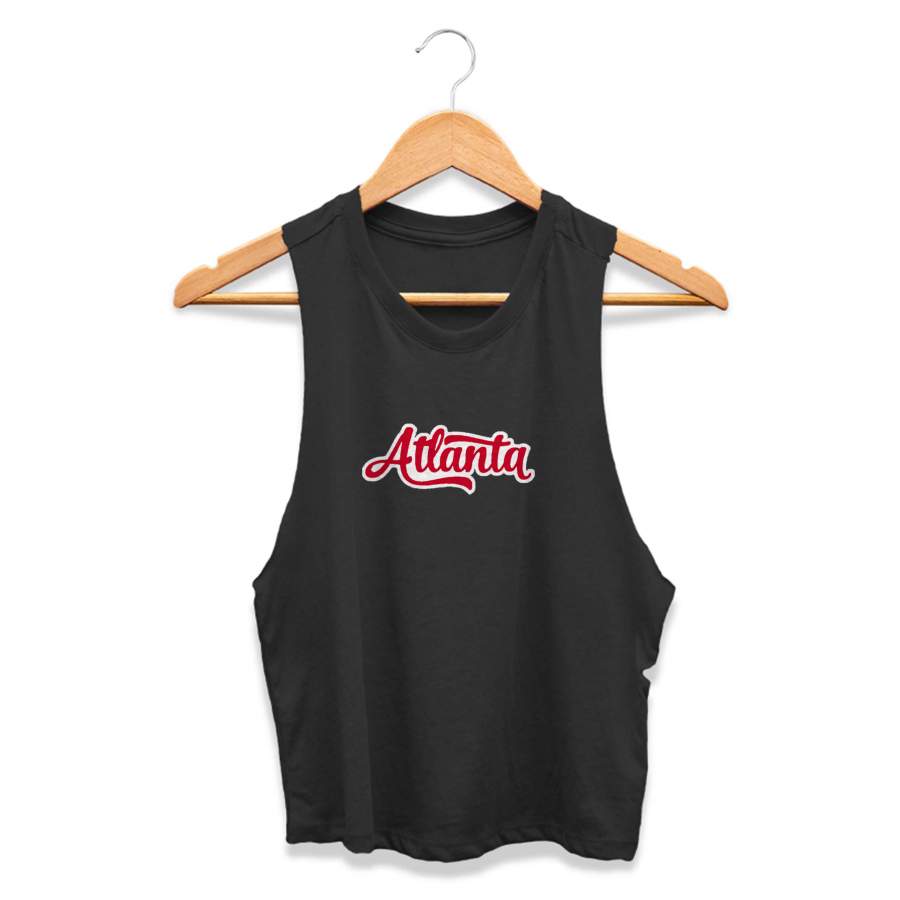 Atlanta Graphic Vintage Script Gifts Braves CPY Womans Crop Tanktop Tee