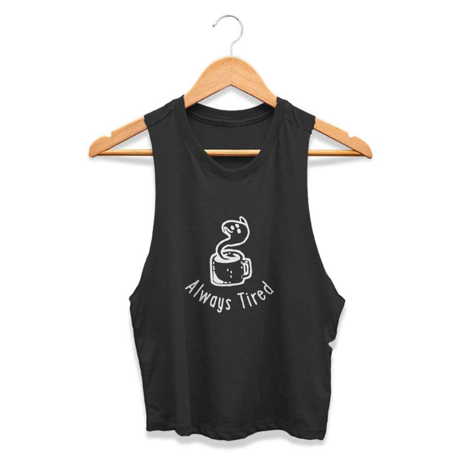 Always Tired Ghost Coffee Space Punk Alien Cowboy Bebop Anime Pop Punk Ghost Tired CPY Womans Crop Tanktop Tee