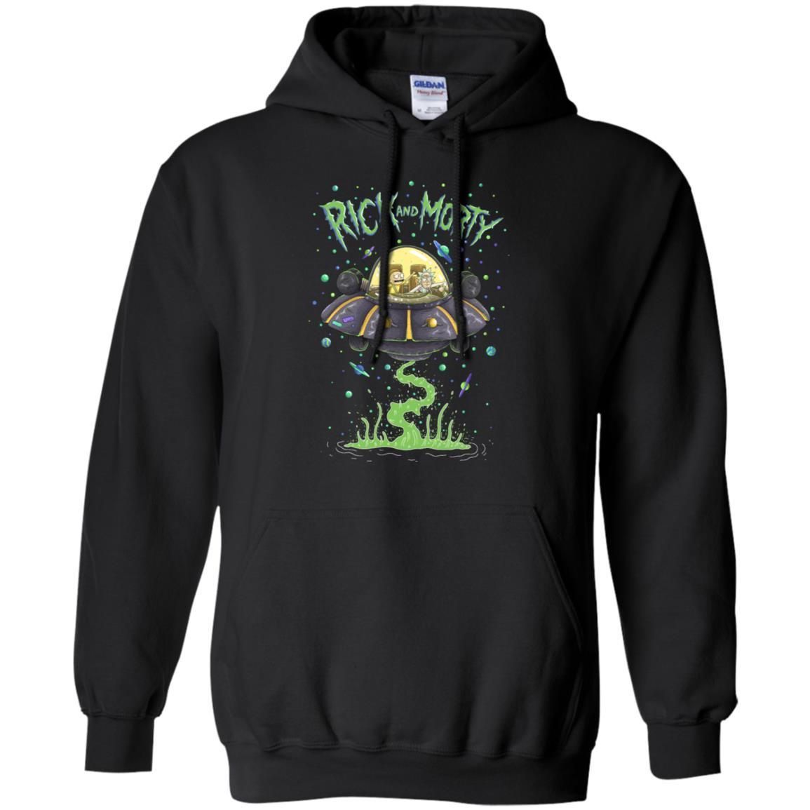 Rick And Morty Spaceship Illustration Men Pullover Hoodie