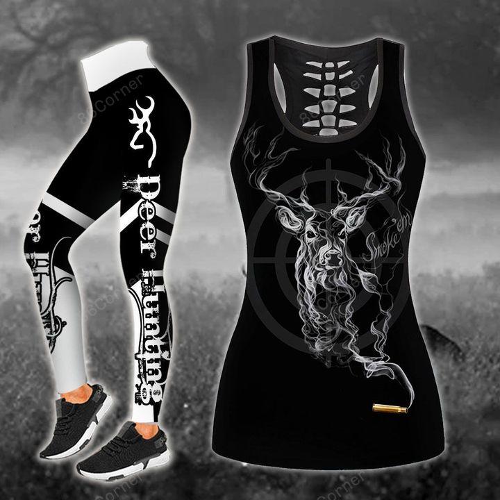 Deer Hunting Dark Legging And Hollow Out Tank Top Set Outfit For Women | Adult | Lgs1080