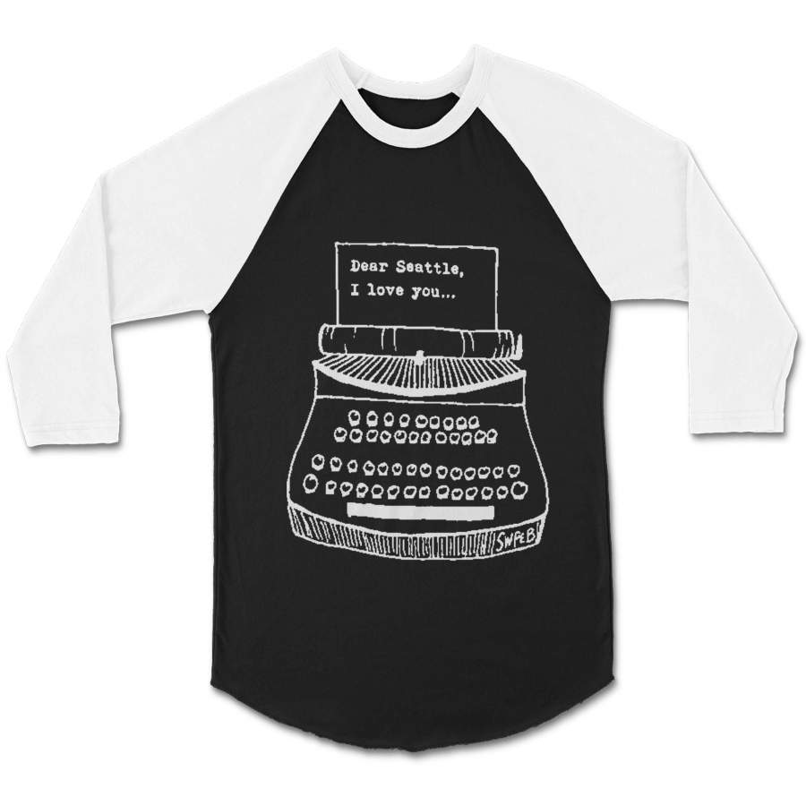 Dear Seattle I Love You Cute Hand Drawn Typewriter CPY Unisex 3/4 Sleeve Baseball Tee T-Shirt