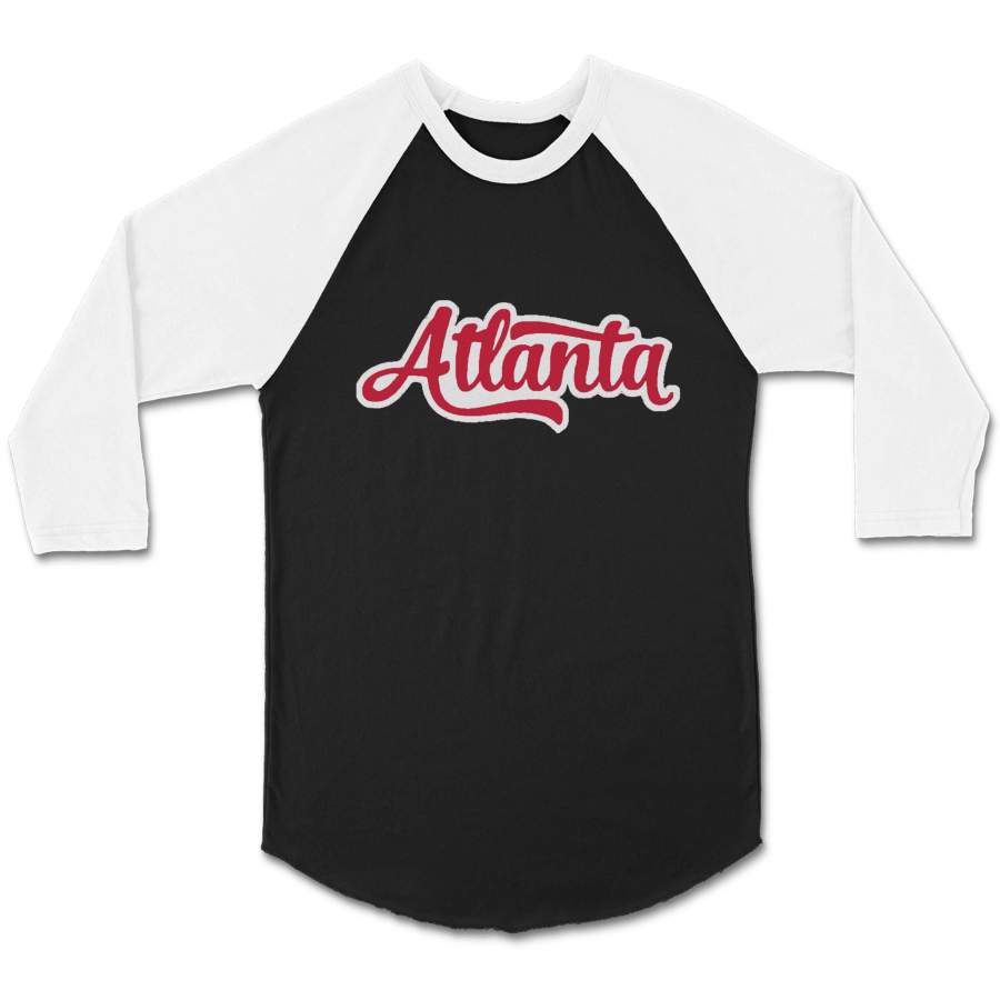 Atlanta Graphic Vintage Script Gifts Braves CPY Unisex 3/4 Sleeve Baseball Tee T-Shirt