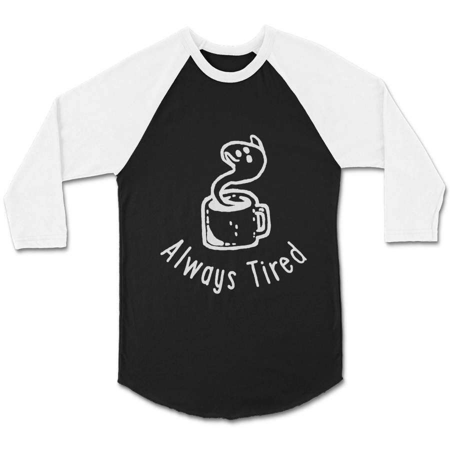 Always Tired Ghost Coffee Space Punk Alien Cowboy Bebop Anime Pop Punk Ghost Tired CPY Unisex 3/4 Sleeve Baseball Tee T-Shirt