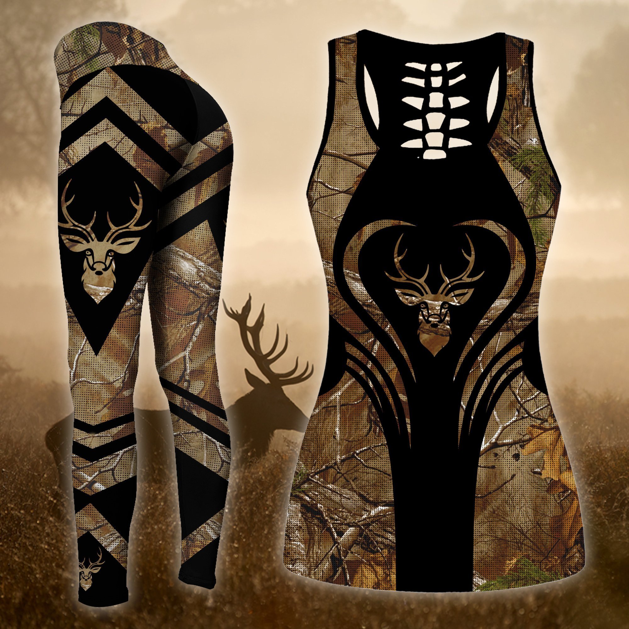 Deer Hunting Legging And Hollow Out Tank Top Set Outfit For Women | Adult | Lgs1060