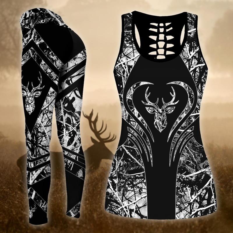 Deer Hunting Legging And Hollow Out Tank Top Set Outfit For Women | Adult | Lgs1058