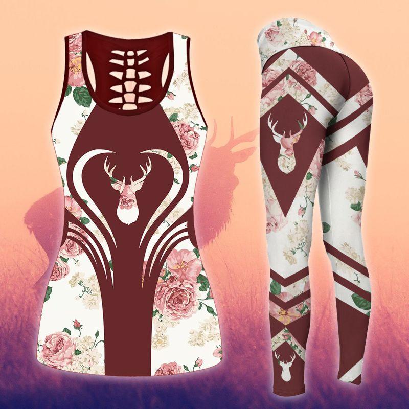 Deer Hunting Legging And Hollow Out Tank Top Set Outfit For Women | Adult | Lgs1056