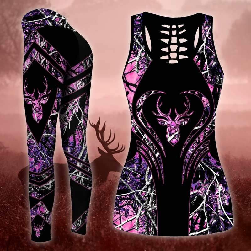 Deer Hunting Legging And Hollow Out Tank Top Set Outfit For Women | Adult | Lgs1059