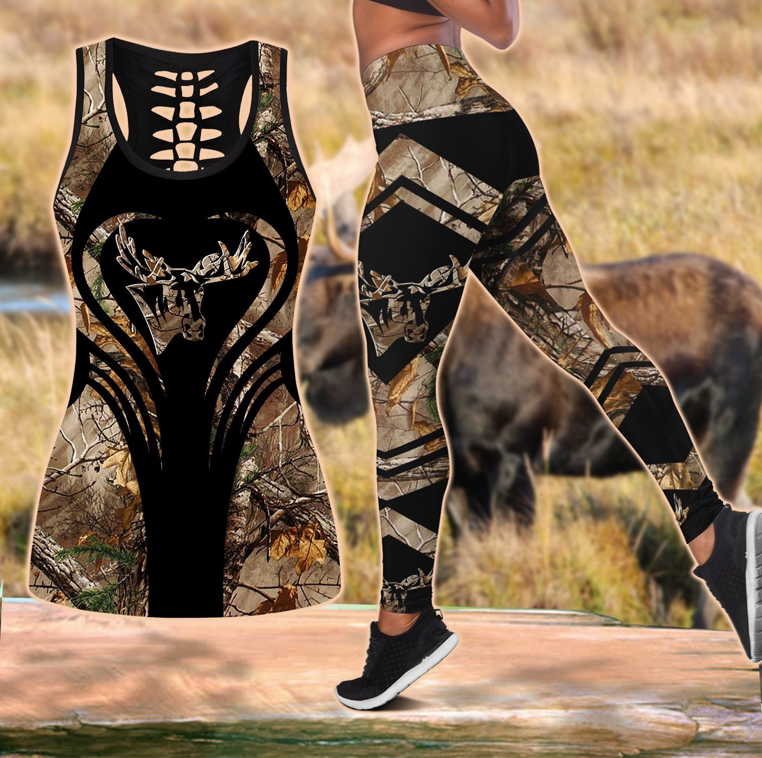 Hunting Country Girl Legging And Hollow Out Tank Top Set Outfit For Women | Adult | Lgs1047