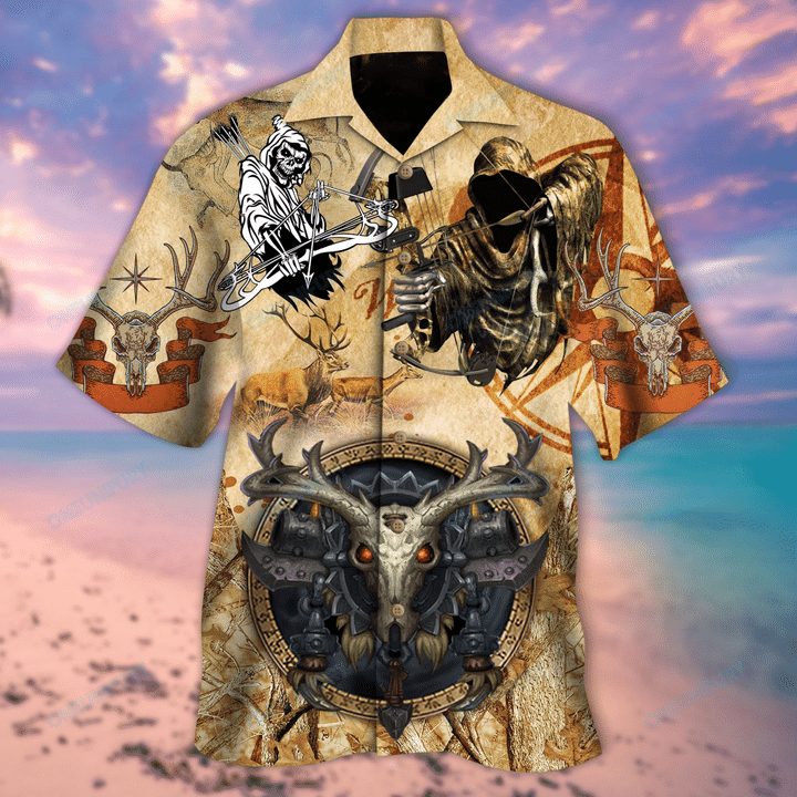 Deer Hunting Skull Hawaiian Shirt | Unisex | Adult | Hw6186