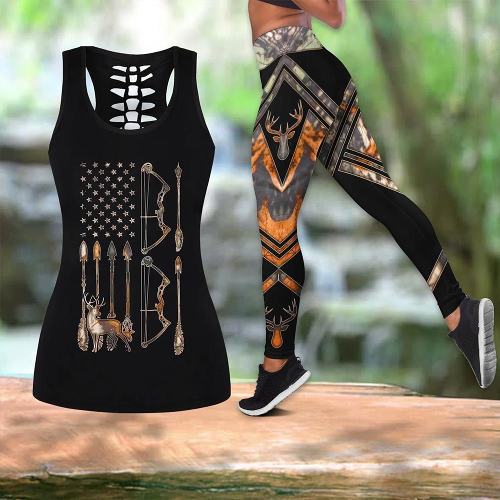 Hunting Deer Legging And Hollow Out Tank Top Set Outfit For Women | Adult | Lgs1042