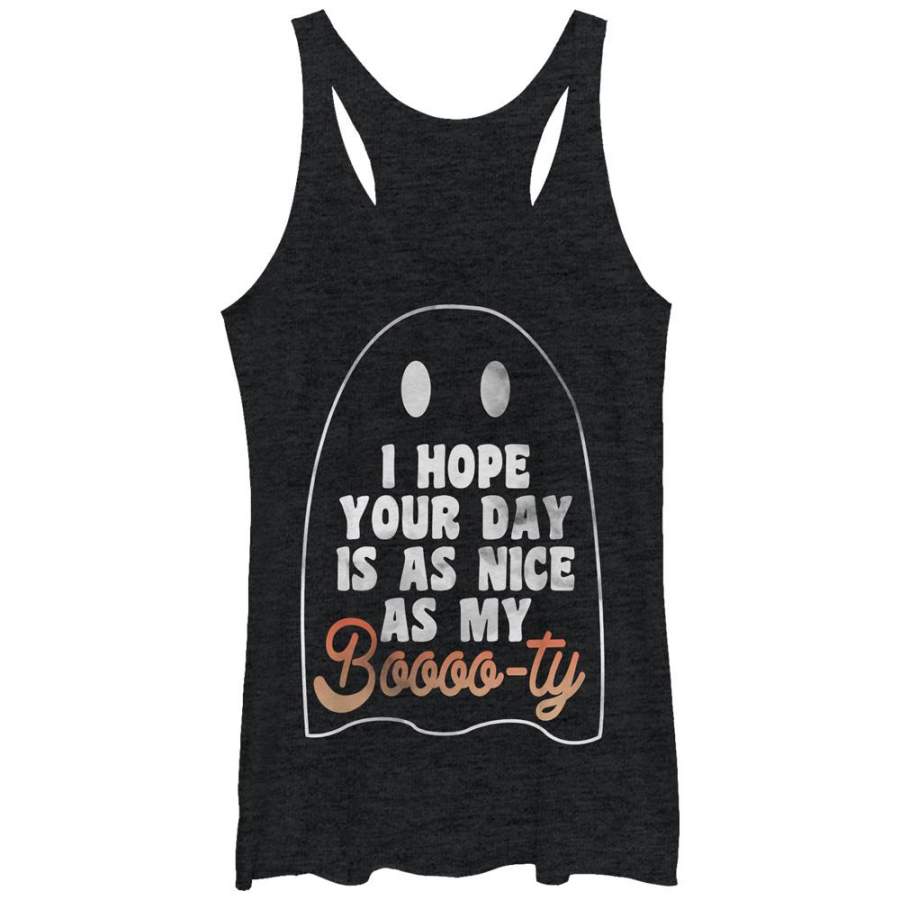 CHIN UP Women’s Ghost Hope Your Day is as Nice as my Booty Racerback Tank Black Heather