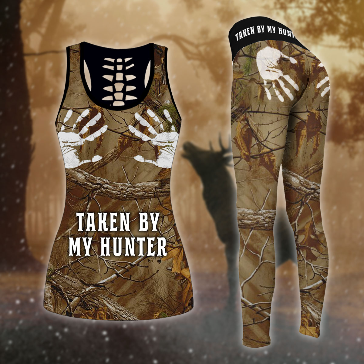 Hunting – Taken By My Hunter Legging And Hollow Out Tank Top Set Outfit For Women | Adult | Lgs1238