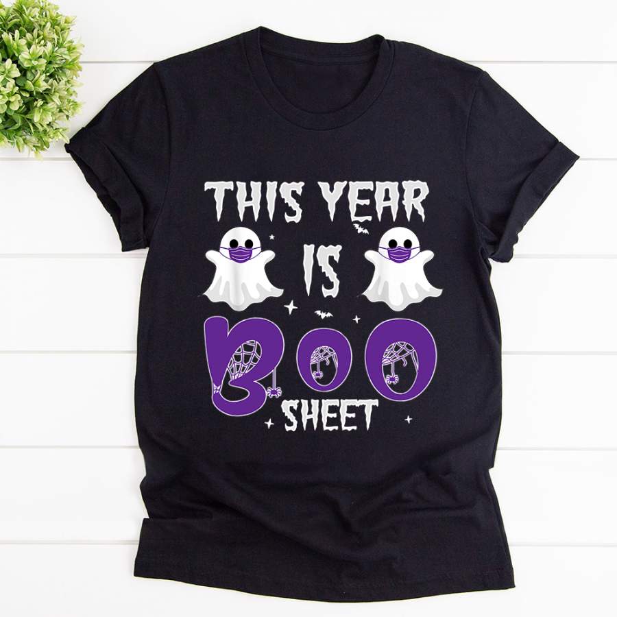 Halloween this year is boo sheet boo ghost funny purple gift black cotton t shirt for men and women S-6XL