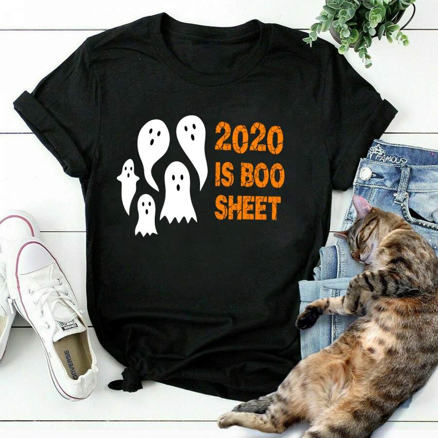 Halloween 2020 is boo sheet sarcastic & funny ghosts black cotton t shirt for men and women S-6XL