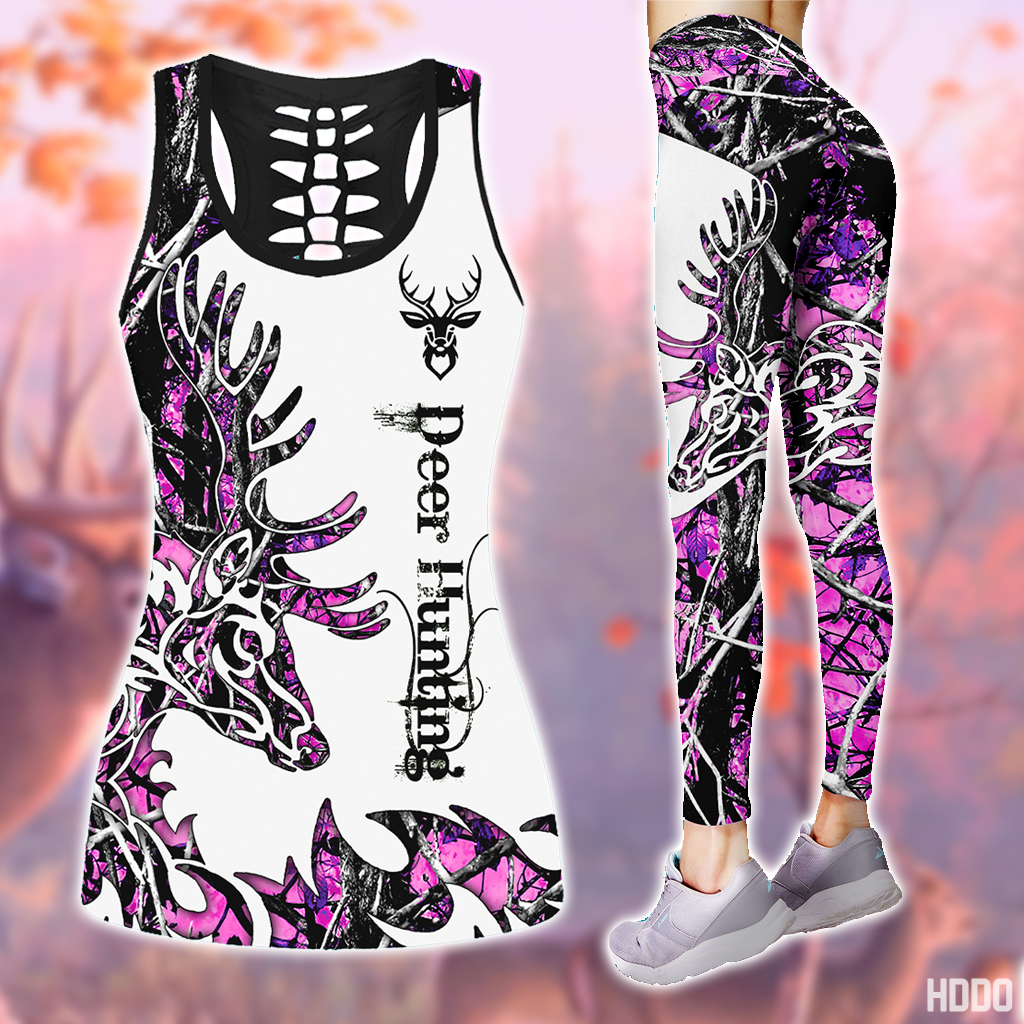 Deer Hunting Legging And Hollow Out Tank Top Set Outfit For Women | Full Size | Adult | Colorful | Lgs1233