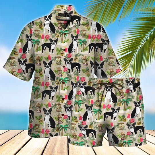 Boston Terrier Hawaiian Shirt Set | Unisex | Hs1084