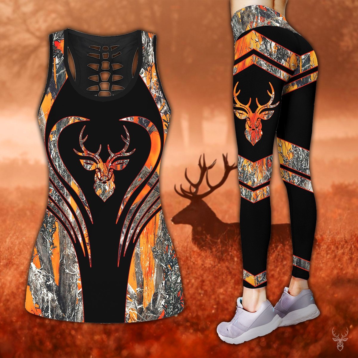 Deer Hunting Legging And Hollow Out Tank Top Set Outfit For Women | Adult | Lgs1237