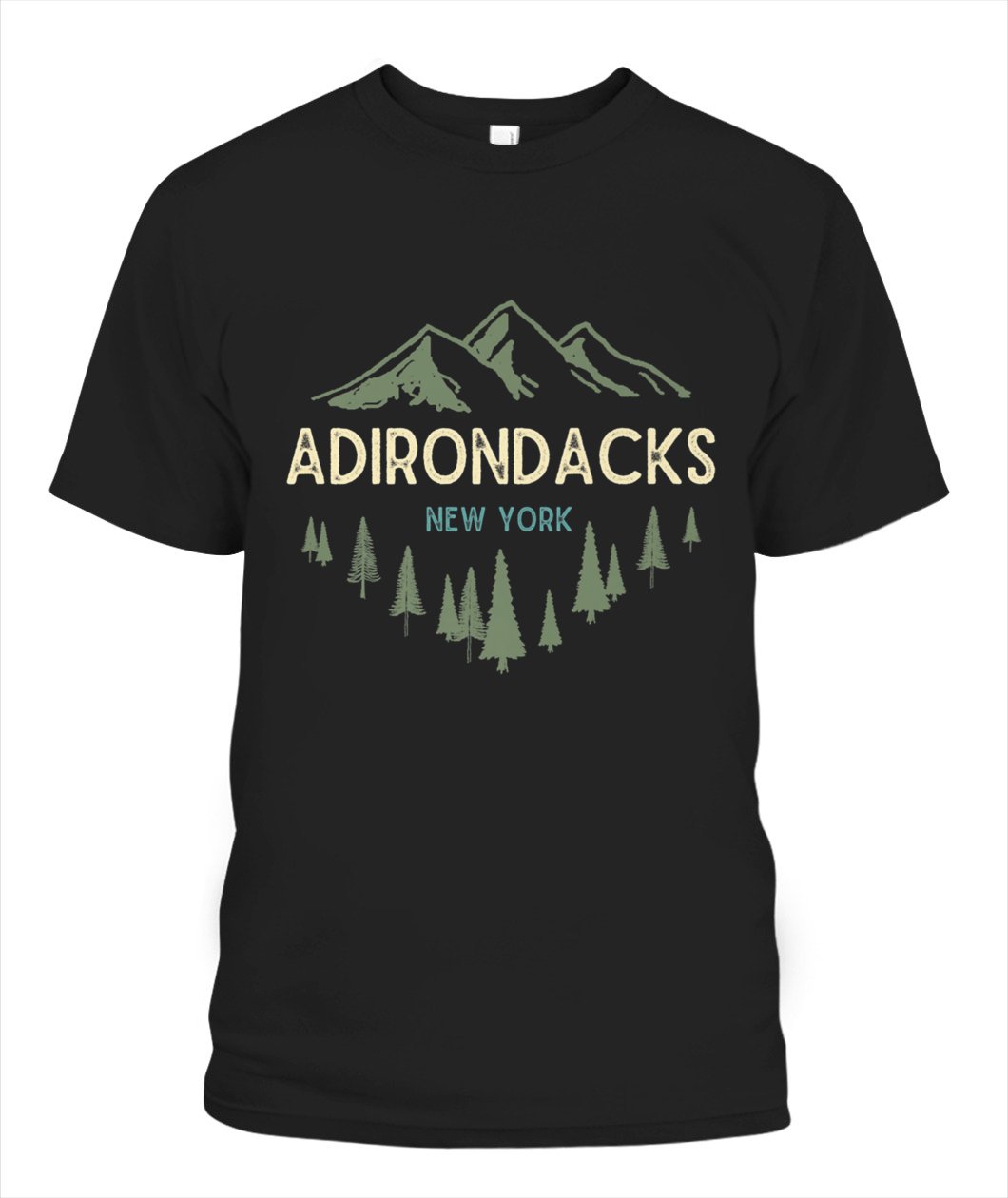 Adirondack Mountains Adirondacks New York Vintage Retro Premium Unisex T Shirt | Full Size | Adult | Black|